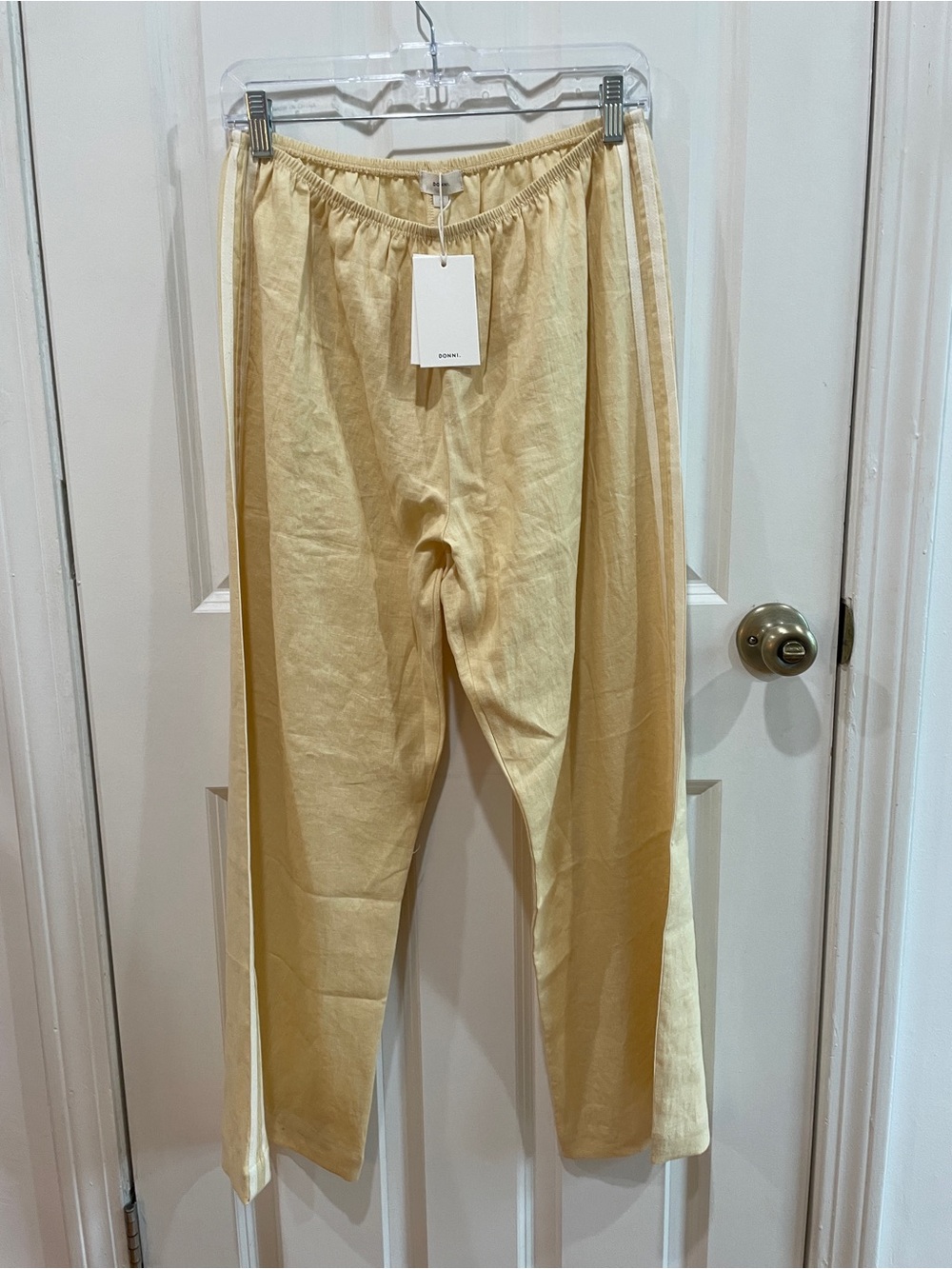 DONNI The Linen Crop Stripe Pant Butter - Picture 2 of 9